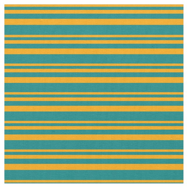 Orange and Teal Stripes Pattern Fabric (Close Up)
