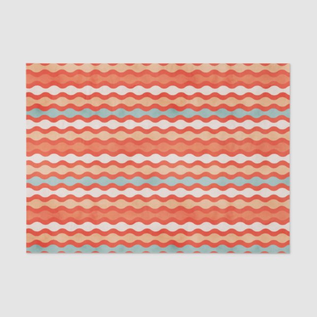 Orange and Teal Stripes Tissue Paper (Front)