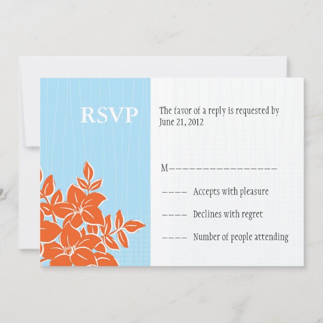 Orange and Tiffany Wedding RSVP Response Card (Front)
