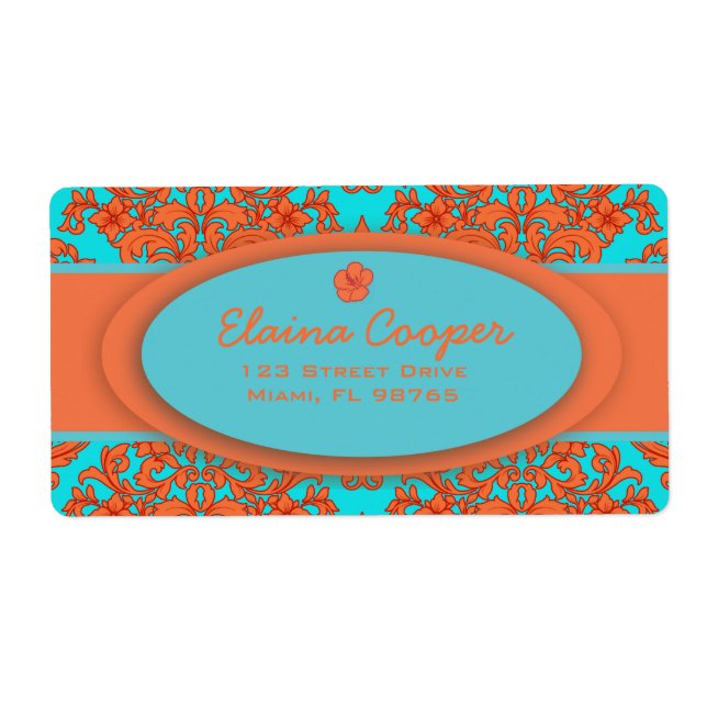 Orange and Turquoise Damask (Front)