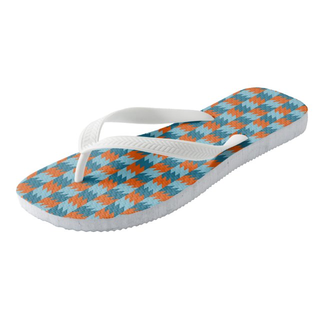 orange and turquoise  flip flops (Angled)