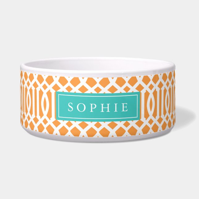 Orange and Turquoise Trellis Monogram (Front)