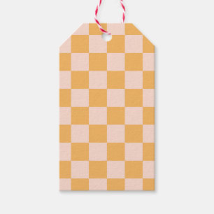 Orange and Unbleached Silk Chequerboard Gift Tags