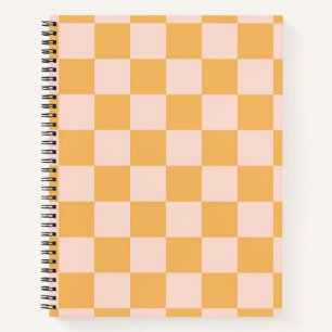 Orange and Unbleached Silk Chequerboard Notebook
