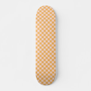 Orange and Unbleached Silk Chequerboard Skateboard