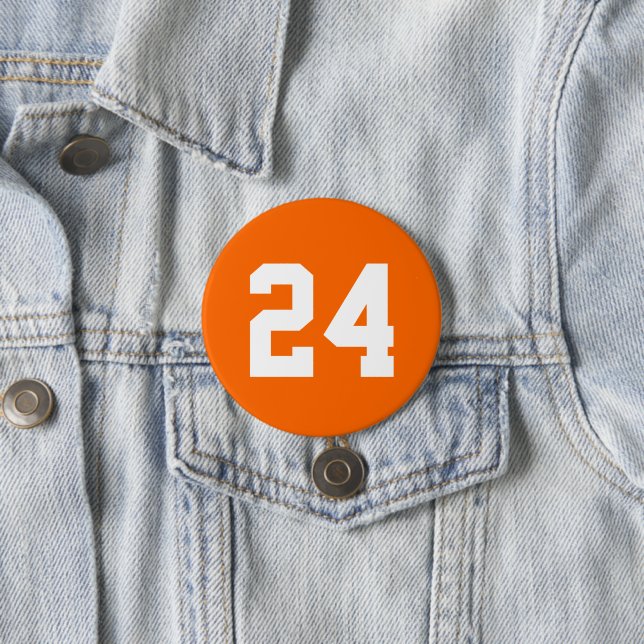 Orange and White Athlete Jersey Number 7.5 Cm Round Badge (In Situ)