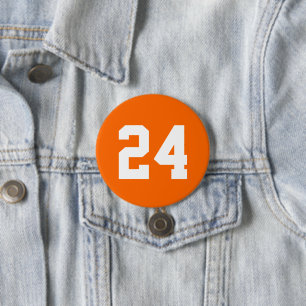 Orange and White Athlete Jersey Number 7.5 Cm Round Badge