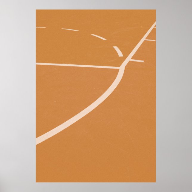 Orange and white basketball court lines poster (Front)