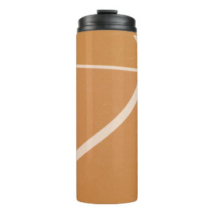 Orange and white basketball court lines thermal tumbler