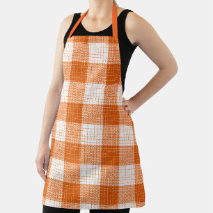 Orange and White Bold Checkered Plaid Design Apron