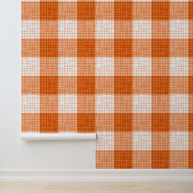 Orange and White Bold Checkered Plaid Design  Wallpaper (Creator Uploaded)