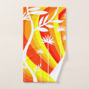 Orange and White Botanical Illustration  Bath Towel Set