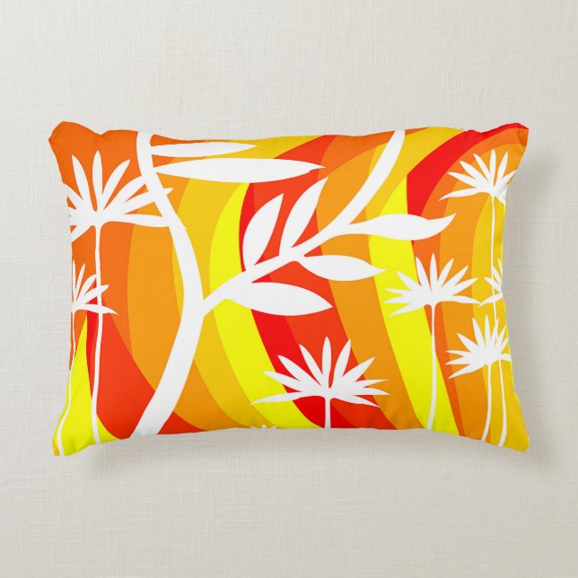 Orange and White Botanical Illustration  Decorative Cushion (Front)