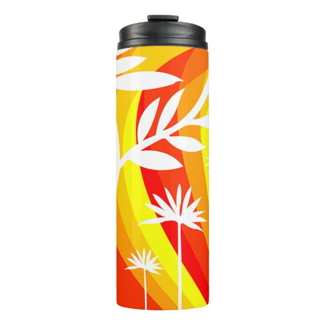 Orange and White Botanical Illustration  Thermal Tumbler (Front)