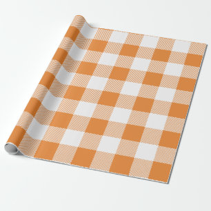 Orange and White Buffalo Plaid Wrapping Paper