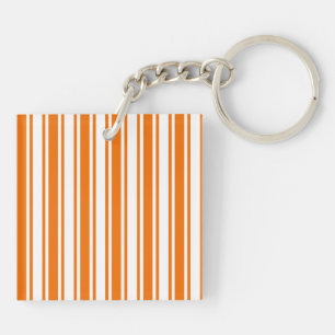 Orange and white candy stripes key ring