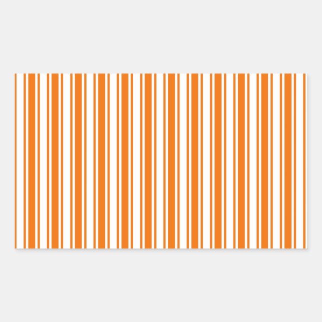 Orange and white candy stripes rectangular sticker (Front)