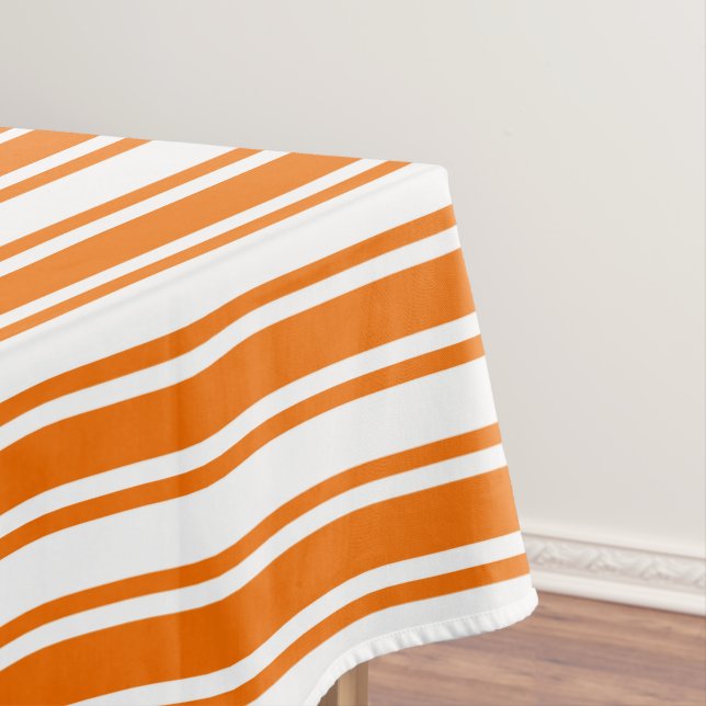 Orange and white candy stripes tablecloth (In Situ)