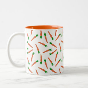 Orange and White Carrots Vegetables Pattern Two-Tone Coffee Mug