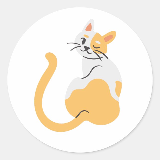 Orange and White Cat Cute Kitty Sticker  (Front)