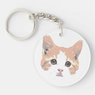 Orange And White Cat Key Ring