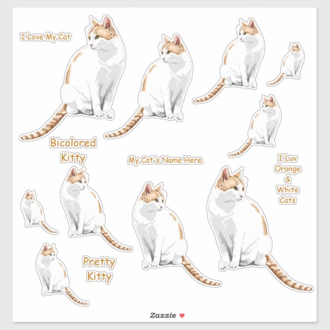 Orange and White Cats Lg Sticker Set (Sheet)