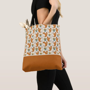 Orange and White Cats Naive Art Style Color Block Tote Bag