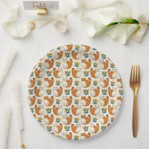Orange and White Cats Naive Art Style Paper Plate