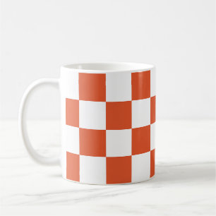 Orange and White Checkerboard Pattern Coffee Mug