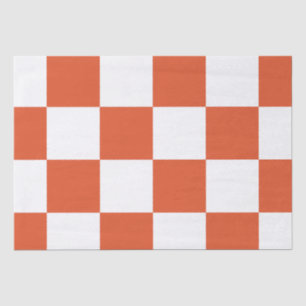 Orange and White Checkerboard Pattern Tissue Paper
