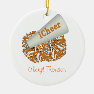Orange and White Cheerleader ornament