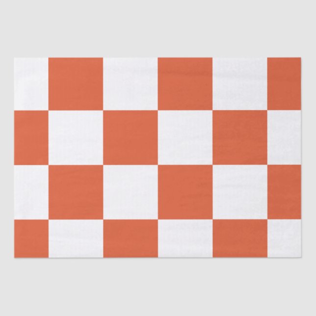 Orange and White Chequerboard Pattern Tissue Paper (Front)