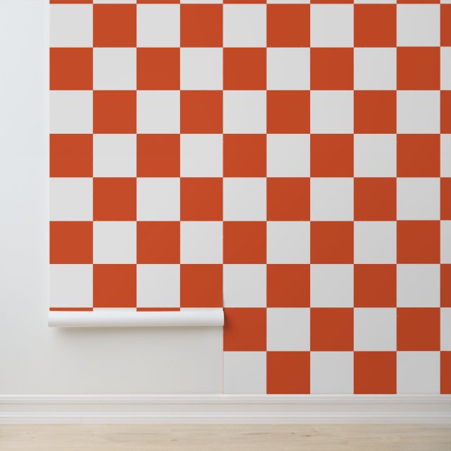 Orange and White Chequerboard Pattern Wallpaper (Application)