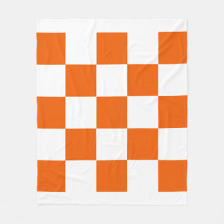 Orange and White Chequered Fleece Blanket