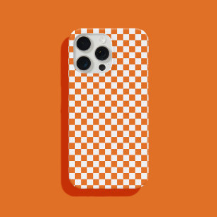 Orange and White Chequered iPhone 14 Case