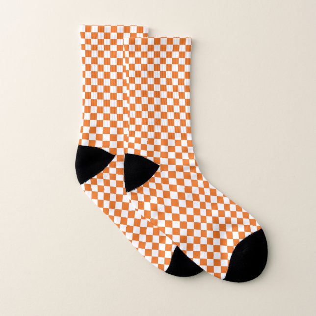 Orange and White Chequered Socks (Pair)