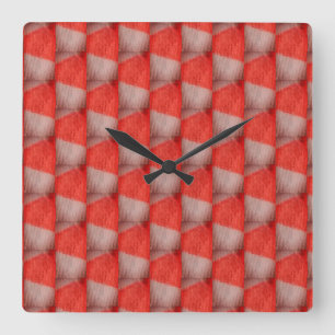 orange and white chequered square wall clock