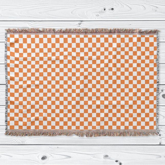 Orange and White Chequered Throw Blanket (Creator Uploaded)
