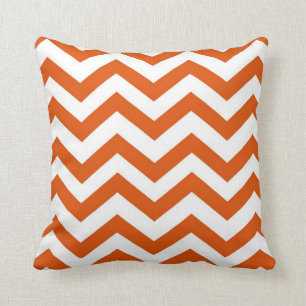 Orange and White Chevron Cushion
