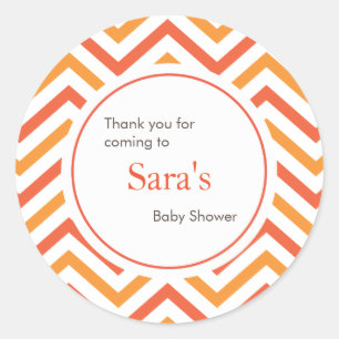 Orange and White Chevron Favour Sticker