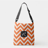 Orange and White Chevron Pattern with Monogram