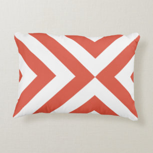 Orange and White Chevrons Decorative Cushion