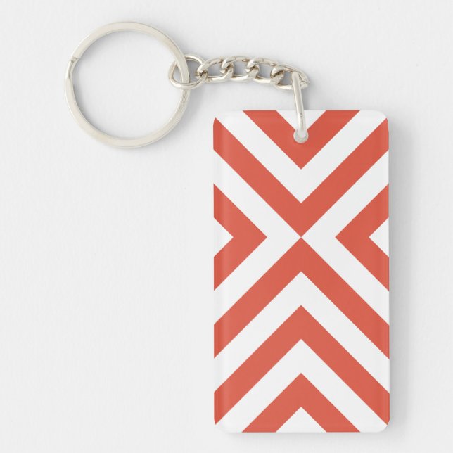 Orange and White Chevrons Key Ring (Front)