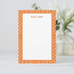 Orange and White Chinoiserie Bamboo Pattern Thank You Card