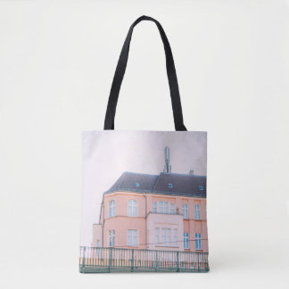 ORANGE AND WHITE CONCRETE BUILDING TOTE BAG