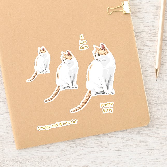 Orange and White Cute Cat Stickers (Notebook)