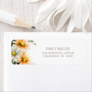 Orange and White Daisies Return Address Label