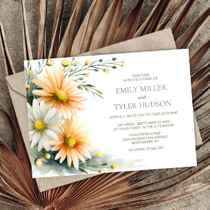 Orange and White Daisies Wedding Invitation