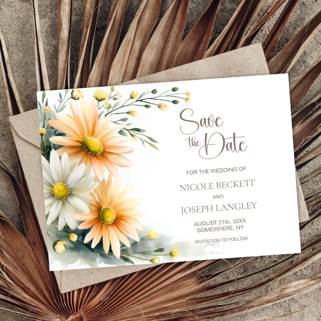 Orange and White Daisies Wedding Save the Date (Creator Uploaded)