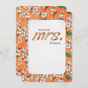orange and white daisy floral pattern invitation